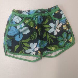 Retro Gap Board Shorts Size Girl's 14 (Women's XS) Green and Blue Floral